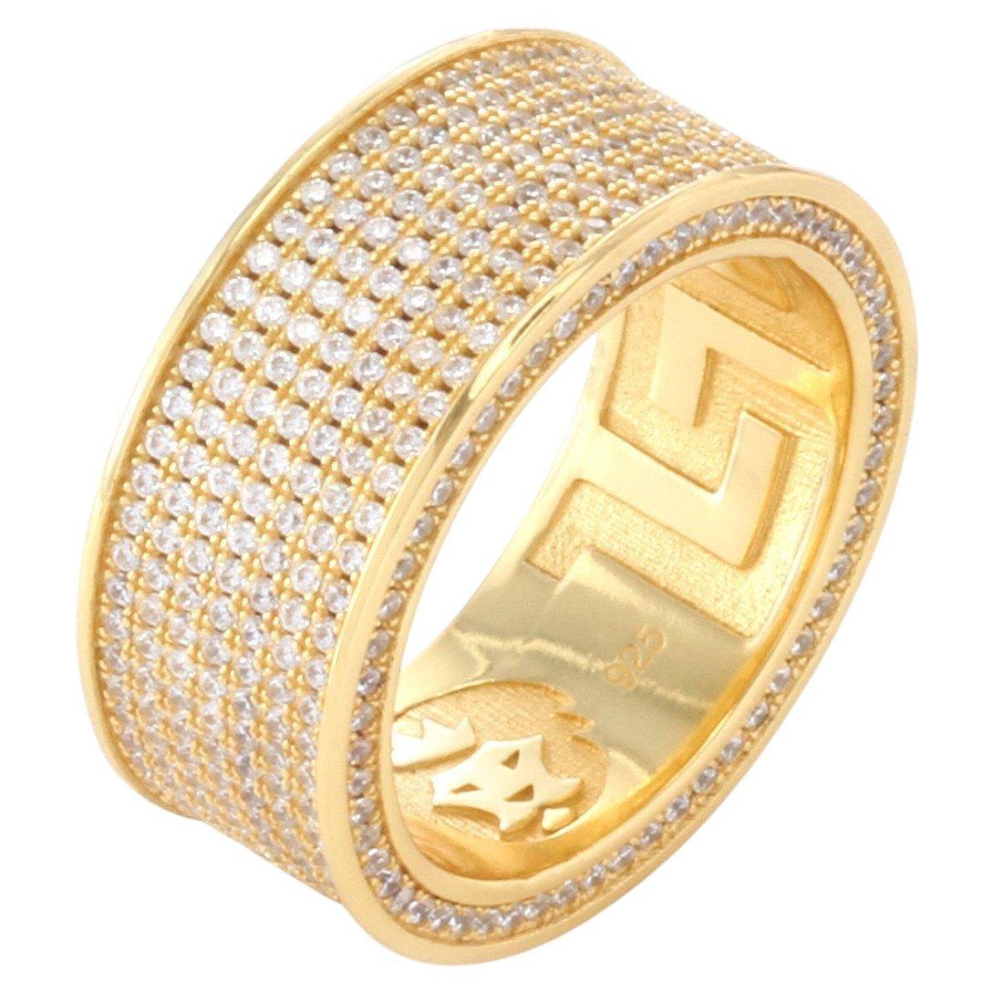 King Ice 7-Row Iced Infinity Band Ring - Gold - GOLD